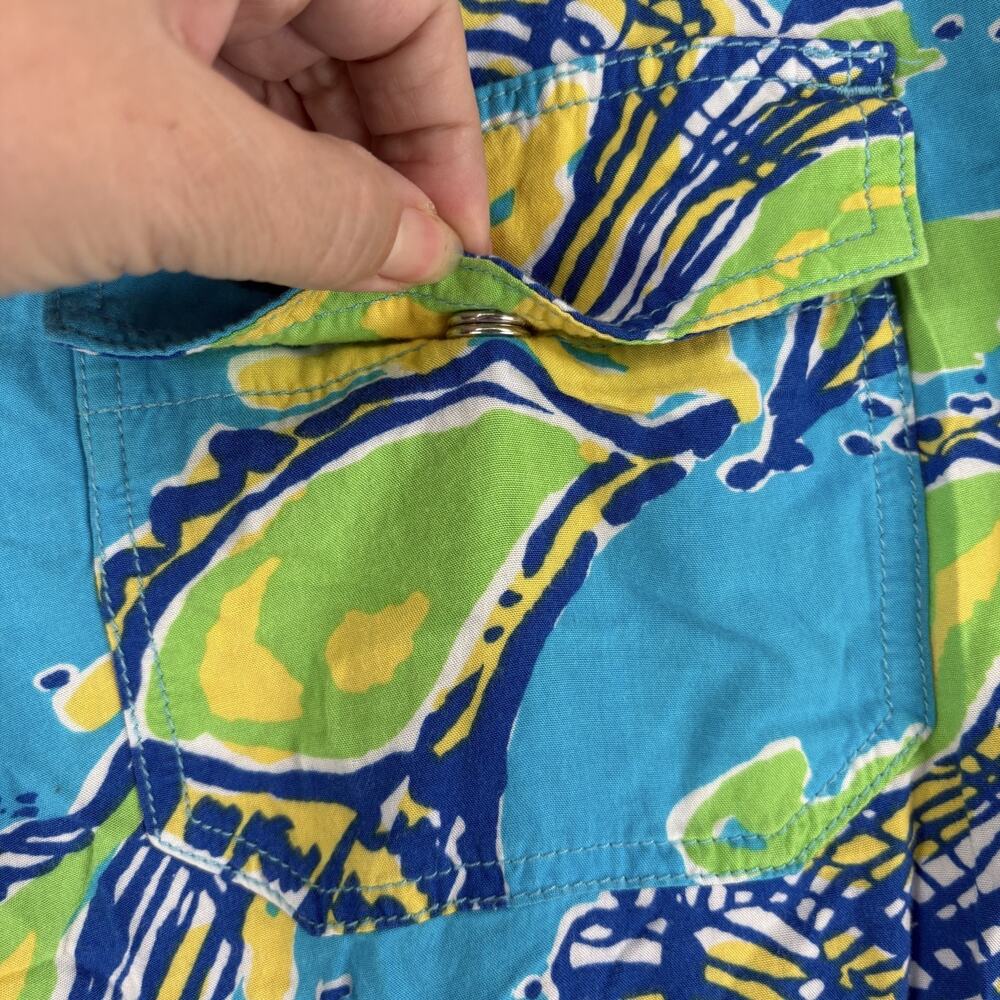 Lilly Pulitzer Pants Womens XL Blue Shell Print Rayon Straight Leg Tropical - Picture 6 of 16
